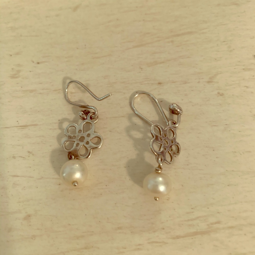 Pandora dangle pearl earrings